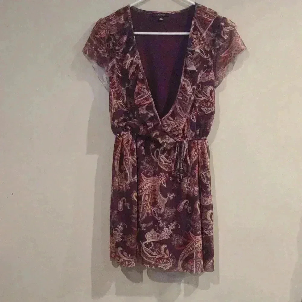 City Studio brown‎ paisley dress size large